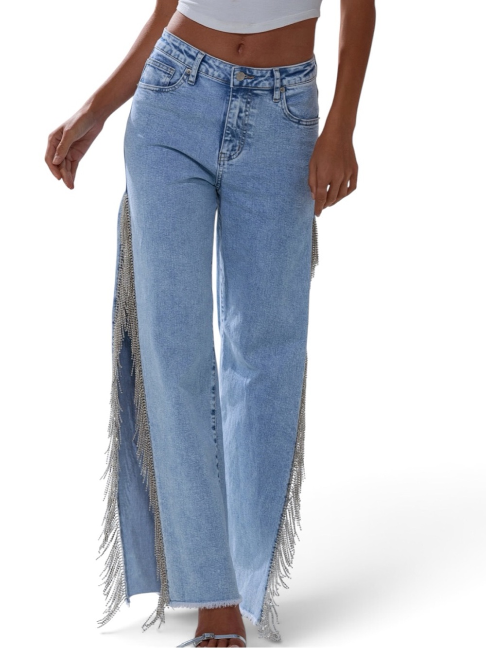 NWT AKIRA ESSENTIAL RELAXED FIT BLING DENIM JEANS - Picture 3 of 6